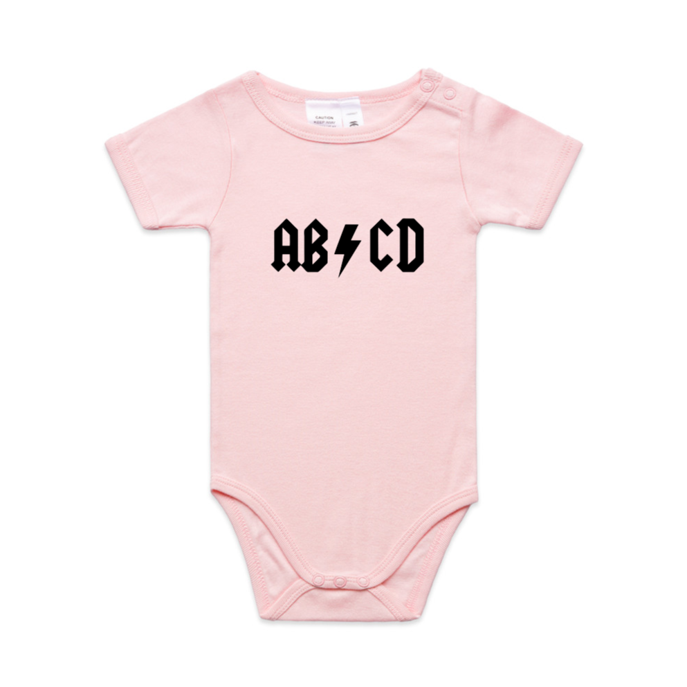 ABCD of ACDC Parody Baby Romper