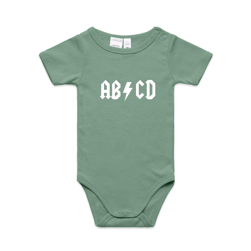 ABCD of ACDC Parody Baby Romper
