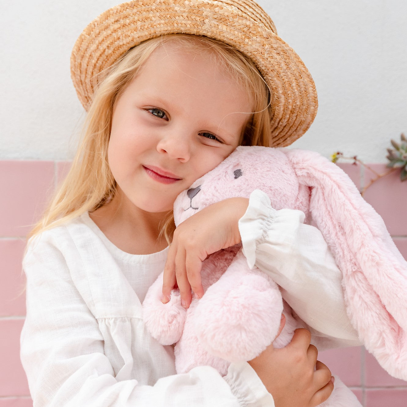 Personalised Betsy Bunny – Embroidered Soft Toy Gift (Large 40cm, Pink Floral)