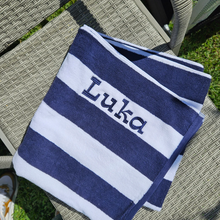 Load image into Gallery viewer, Navy Blue Striped Beach Towels
