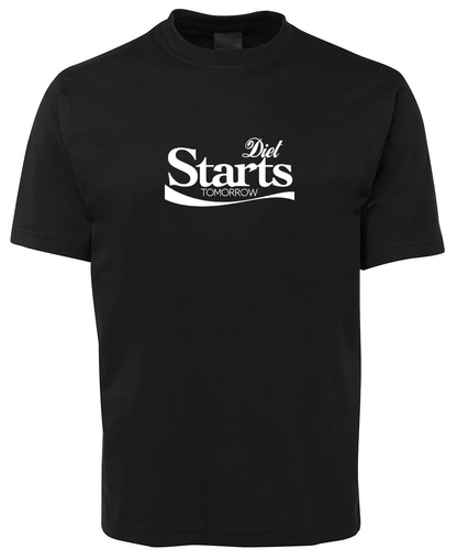 Diet Starts Tomorrow Funny Diet Pun T-Shirt - Black