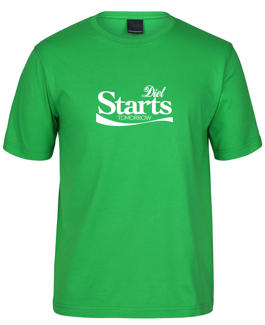 Diet Starts Tomorrow Funny Diet Pun T-Shirt - Green