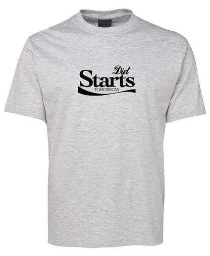 Diet Starts Tomorrow Funny Diet Pun T-Shirt - Grey