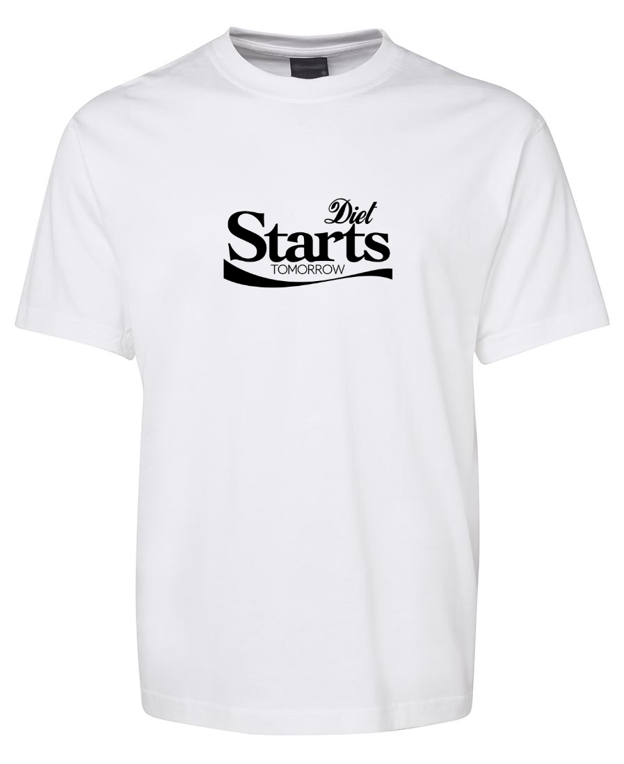 Diet Starts Tomorrow Funny Diet Pun T-Shirt - White