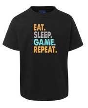 Load image into Gallery viewer, Eat Sleep Game Repeat Gaming T-Shirt | Funky Gifts Australia
