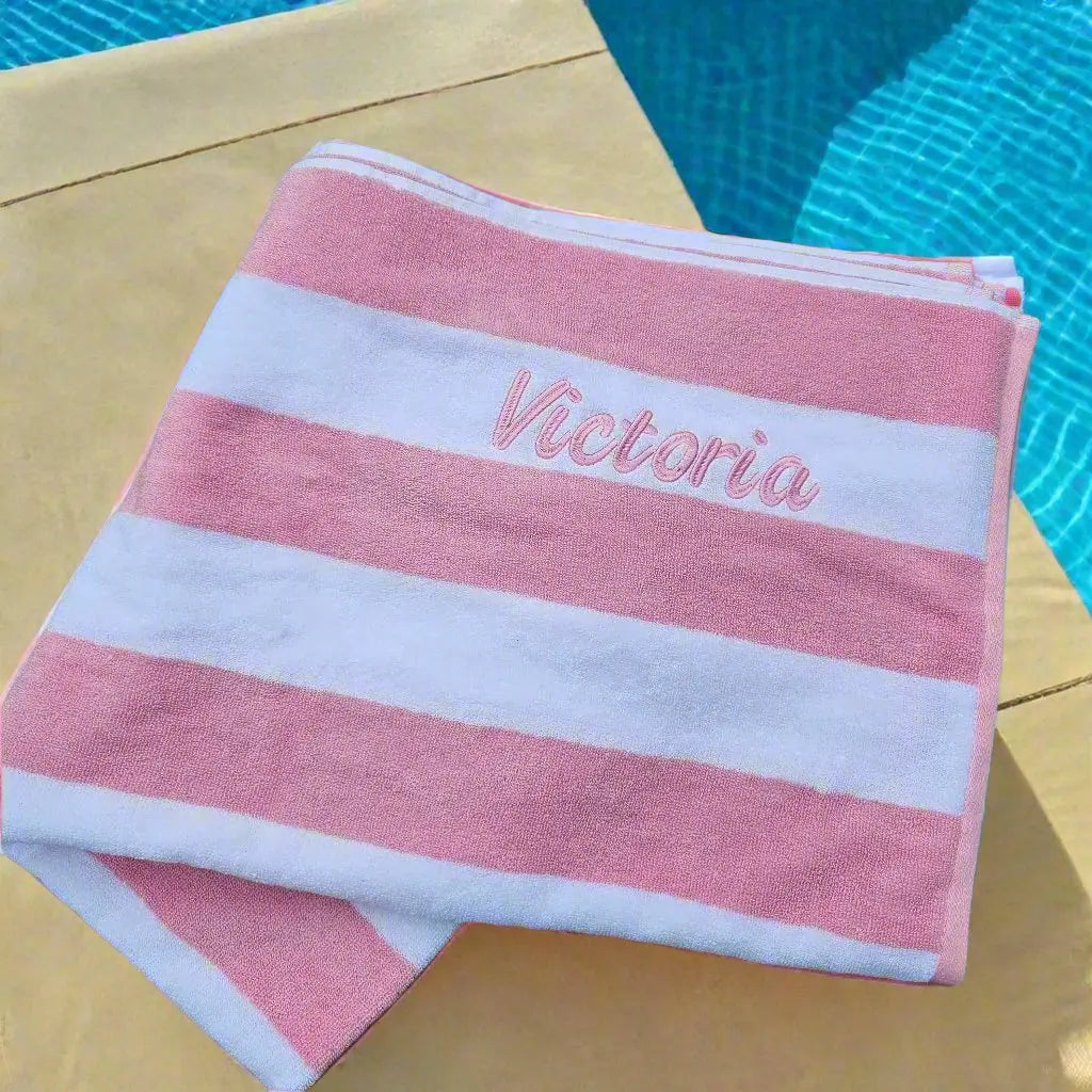 Personalised Beach Towel With Embroidery Navy Funky Gifts Australia personalised-beach-towel-with-embroidery-navy-funky-gifts-australia