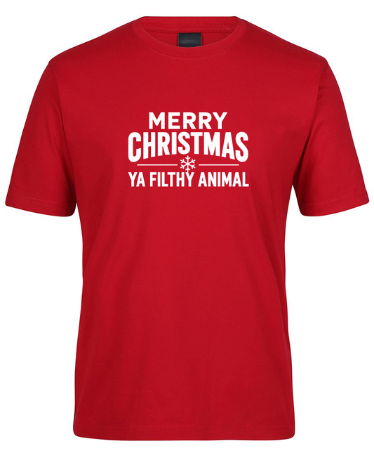 Merry Christmas Ya Filthy Animal T-Shirt - Red