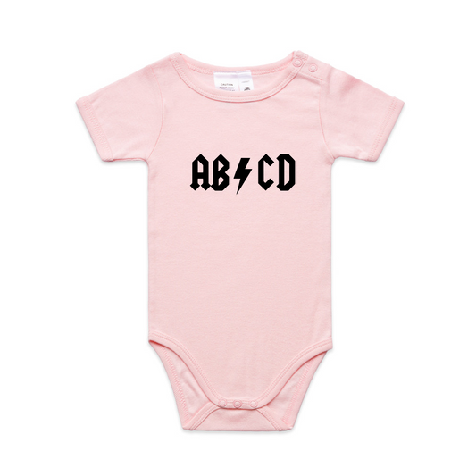 ABCD of ACDC Parody Baby Romper