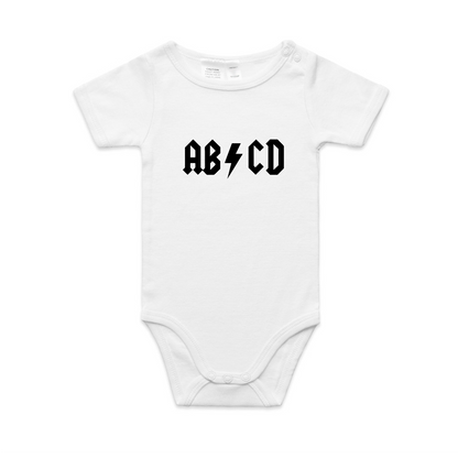 ABCD of ACDC Parody Baby Romper