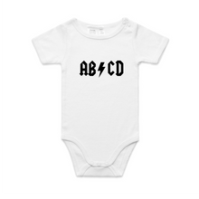 Load image into Gallery viewer, ABCD of ACDC Parody Baby Romper
