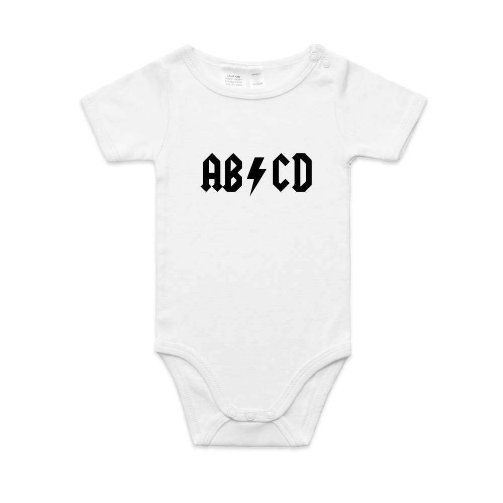 ABCD of ACDC Parody Baby Romper