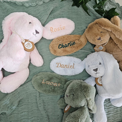 Personalised Betsy Bunny – Embroidered Soft Toy Gift (Large 40cm, Pink Floral)