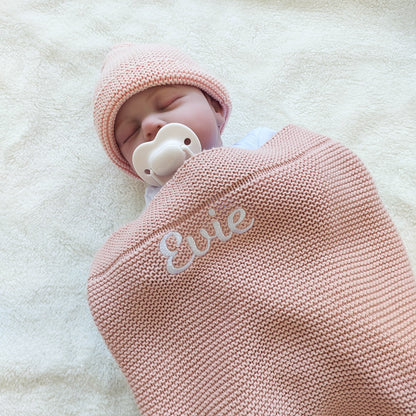 Personalised Baby Luxury Cotton Blanket in Pink Funky Gifts Australia