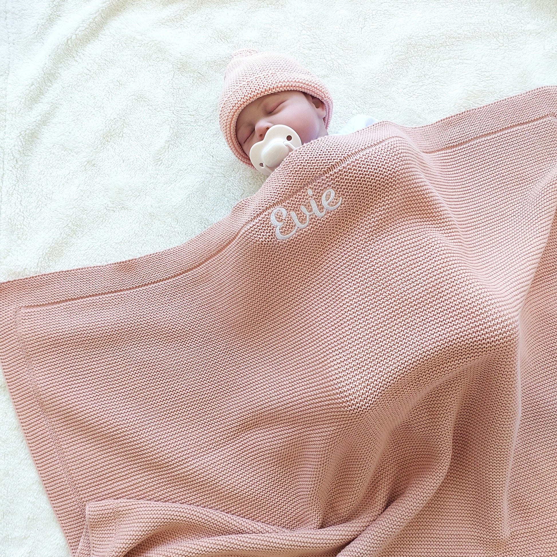 Personalised Baby Luxury Cotton Blanket in Pink Funky Gifts Australia