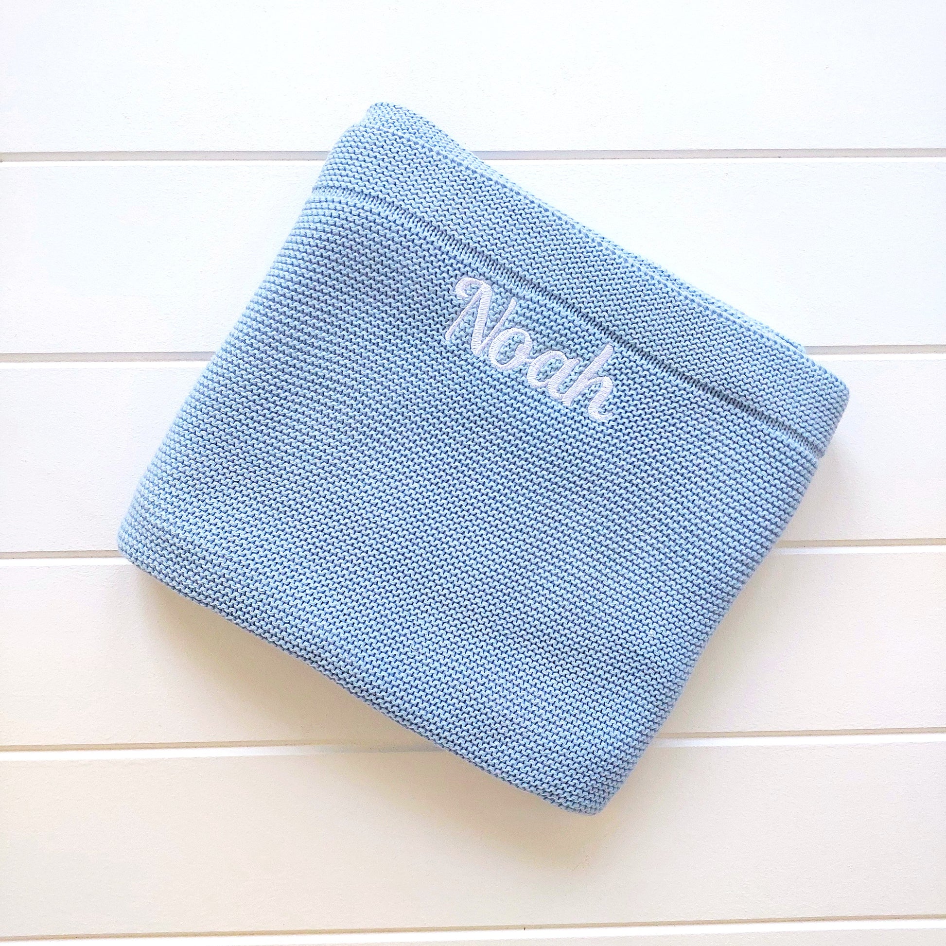 Personalised Baby Luxury Cotton Blanket in Blue Funky Gifts Australia