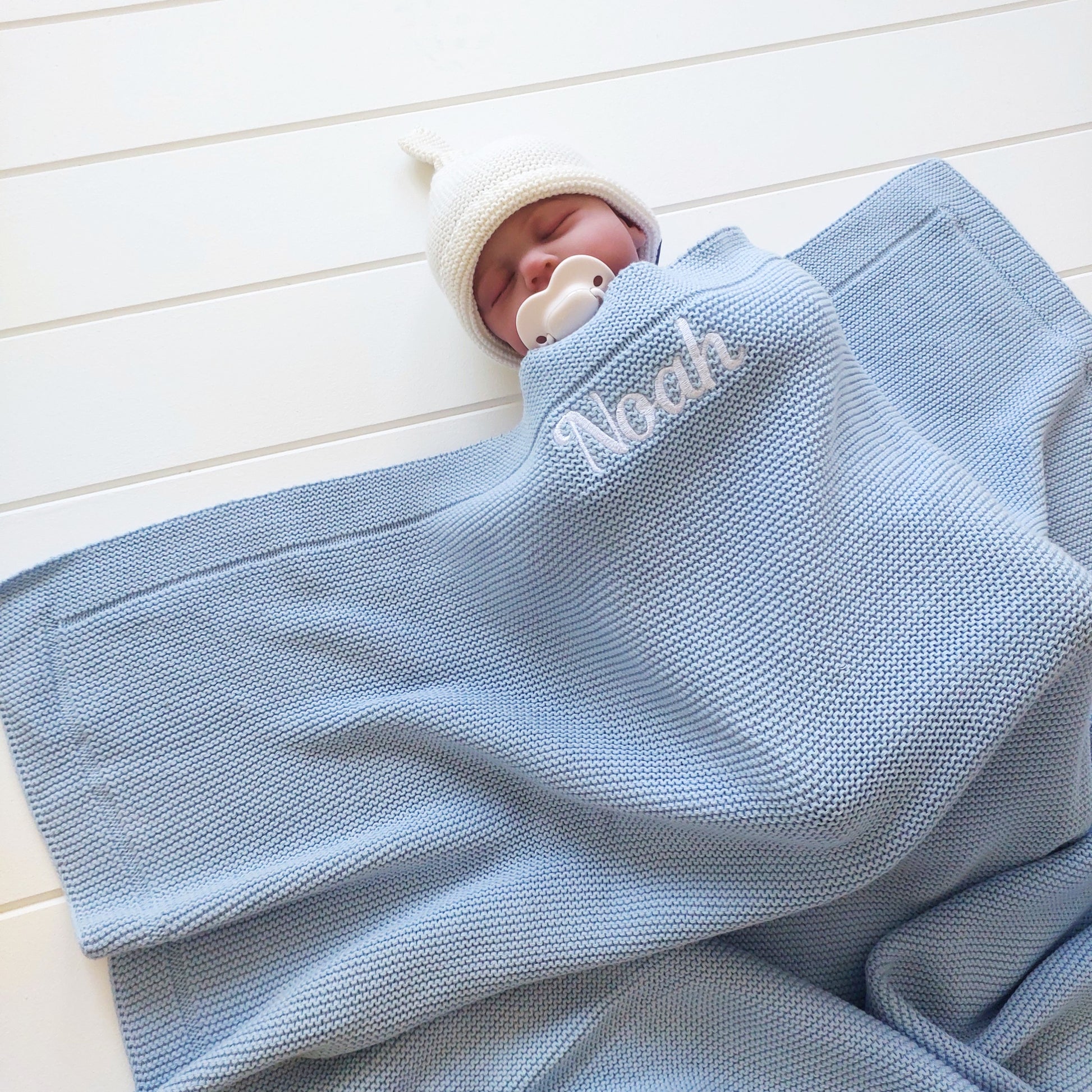 Personalised Baby Luxury Cotton Blanket in Blue Funky Gifts Australia