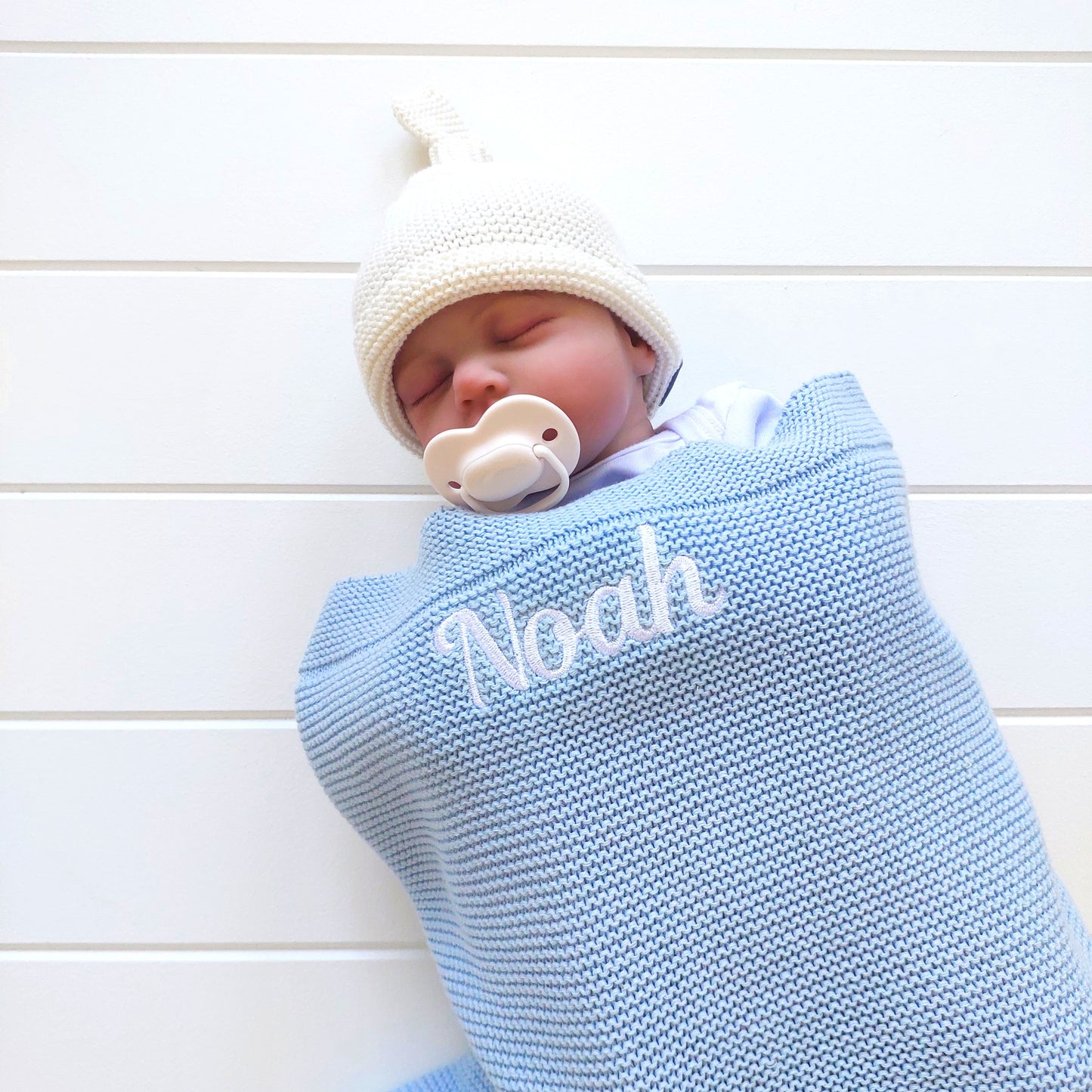 Personalised Baby Luxury Cotton Blanket in Blue Funky Gifts Australia