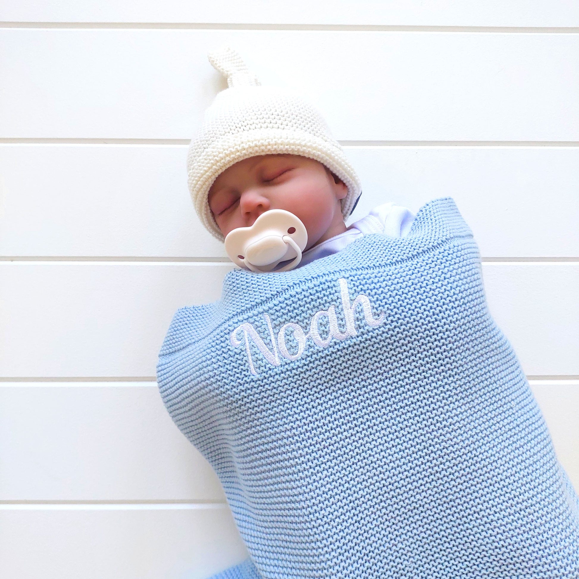 Personalised Baby Luxury Cotton Blanket in Blue Funky Gifts Australia