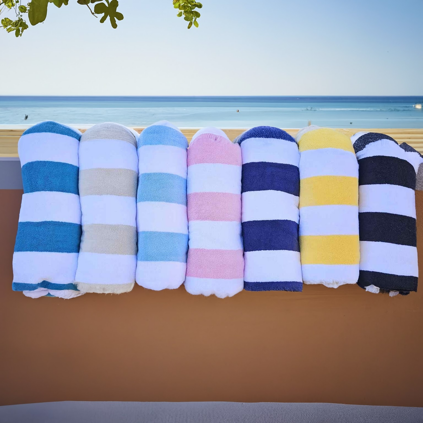 Personalised Striped Beach Towel – 100% Cotton, Embroidered Gift