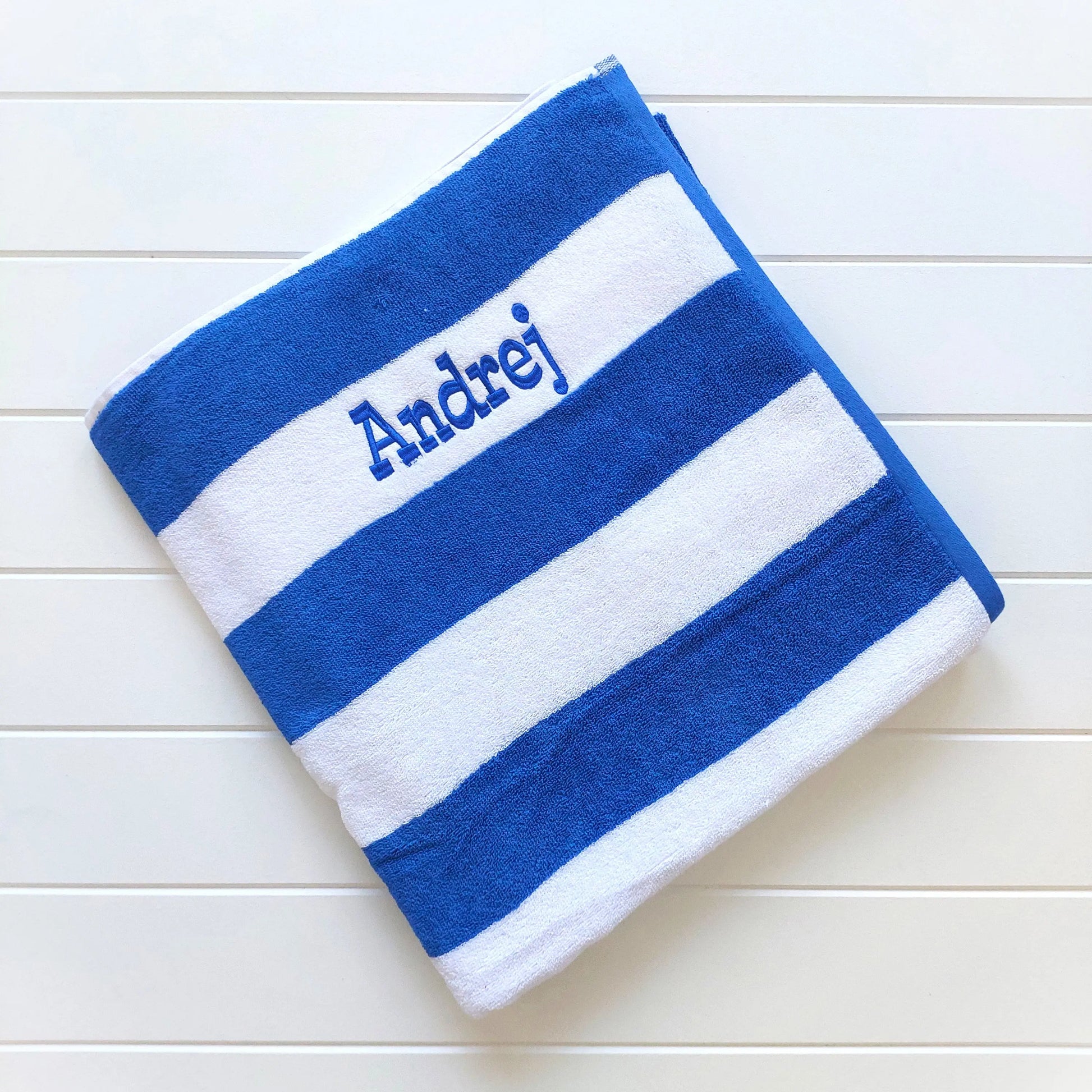 Personalised Blue Beach Towel 100% Cotton funkygifts.com.au