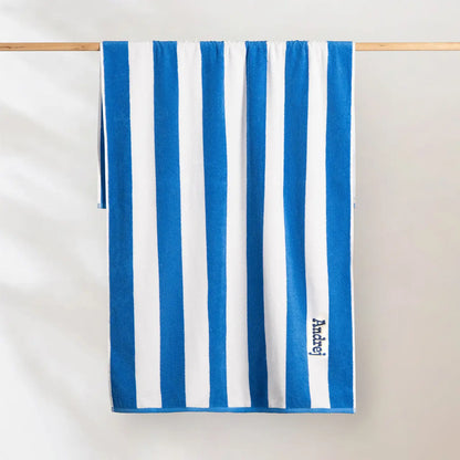 Personalised Blue Beach Towel 100% Cotton funkygifts.com.au