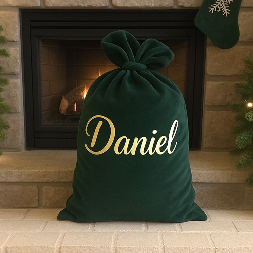 Personalised Green Velvet Christmas Santa Sack