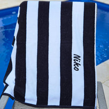 Load image into Gallery viewer, Personalised Embroidered Beach Towel (Black)
