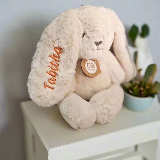Personalised Ziggy Bunny – Embroidered Soft Toy Gift (Large 40cm, White Oatmeal)