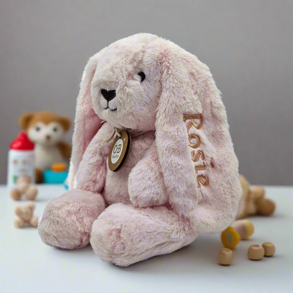 Personalised Betsy Bunny – Embroidered Soft Toy Gift (Large 40cm, Pink Floral)