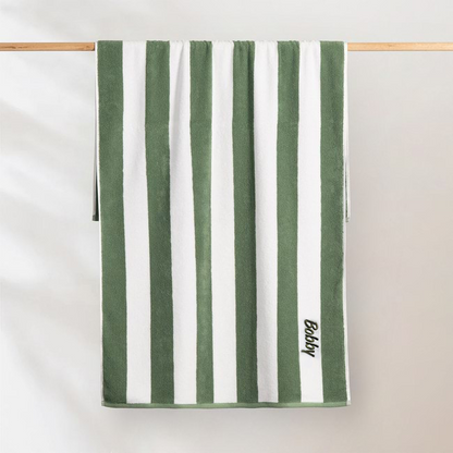 Personalised Sage Beach Towel with Canvas Bag | Funky Gifts Australia