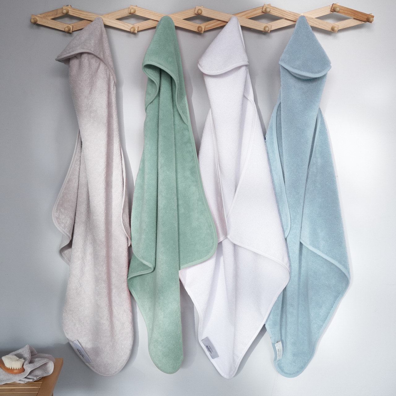 Embroidered Baby & Infant Hooded Bath Towel in White