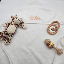 Load image into Gallery viewer, Embroidered Baby &amp; Infant Hooded Bath Towel in White
